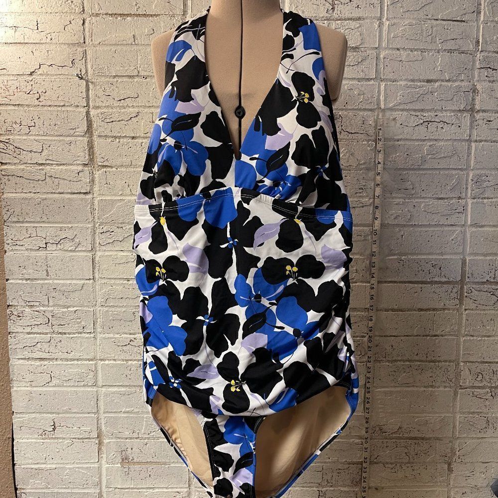 Swimsuits for All Floral Halter One Piece Bathing Suit Plus Size Curvy 20
